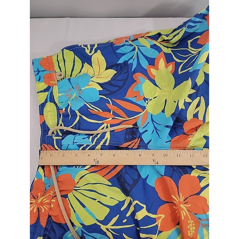 Polo Ralph Lauren Mens Swim Trunks‎ Shorts Hawaiian Floral L Large Blue Neon EUC - Picture 8 of 9